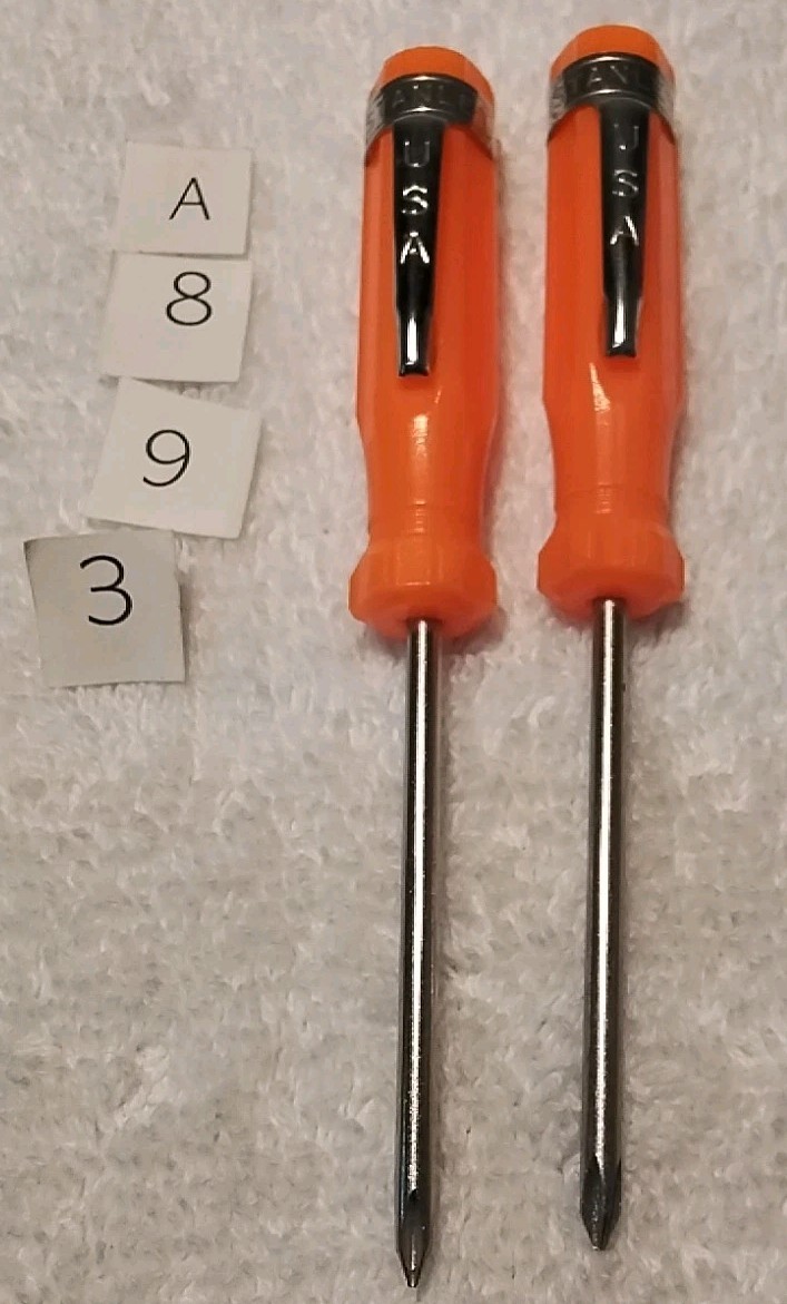 2pc STANLEY #0 PHILLIPS POCKET CLIP SCREWDRIVER “ORANGE ” USA 🇺🇸