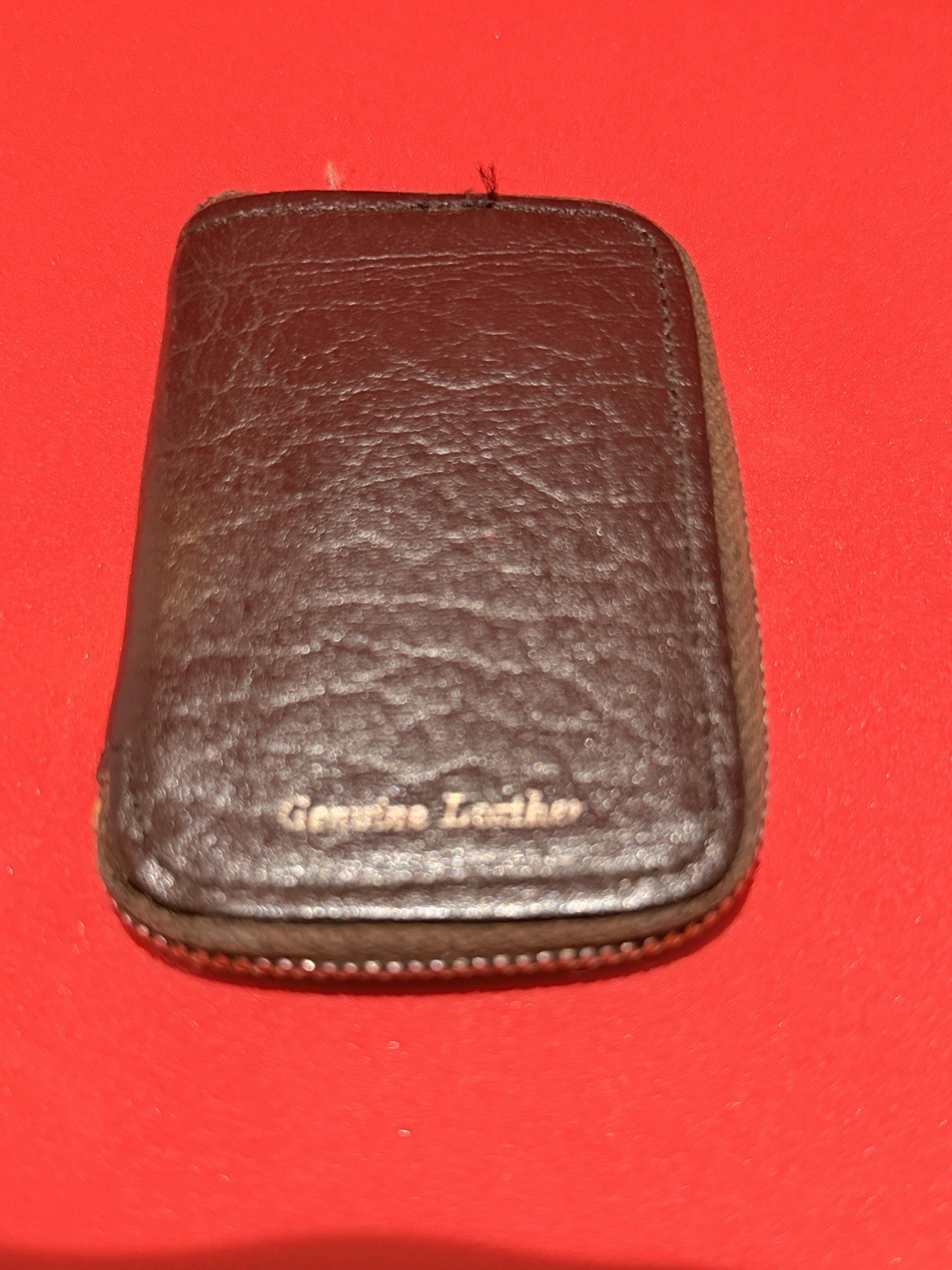 Vintage Genuine Leather Zip Around Key Case Holder Pouch Lot of 2 Brown Black