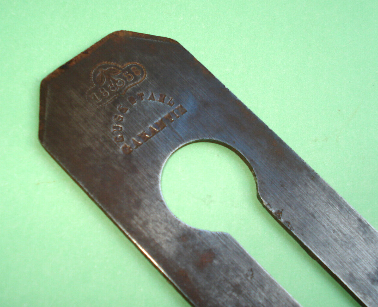 Vintage Antique 1858 Guss Stahl 1.75” Woodworking Plane Blade Tool GERMANY