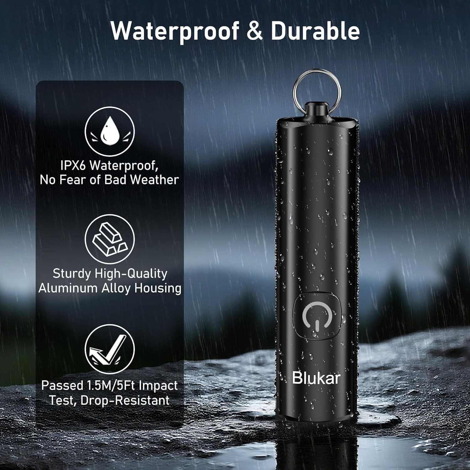 Blukar EDC Rechargeable Keychain Flashlight, 360L Mini Portable Flash Light | 3