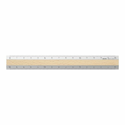 Midori Aluminium and Wood Ruler Light Brown 150mm Made in Japan NEW