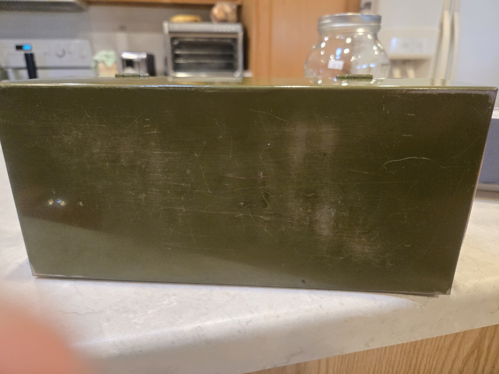 Vtg Durham Mfg Metal Box Dark Green 12 X 5 X 3.5 . Made In USA. no Key