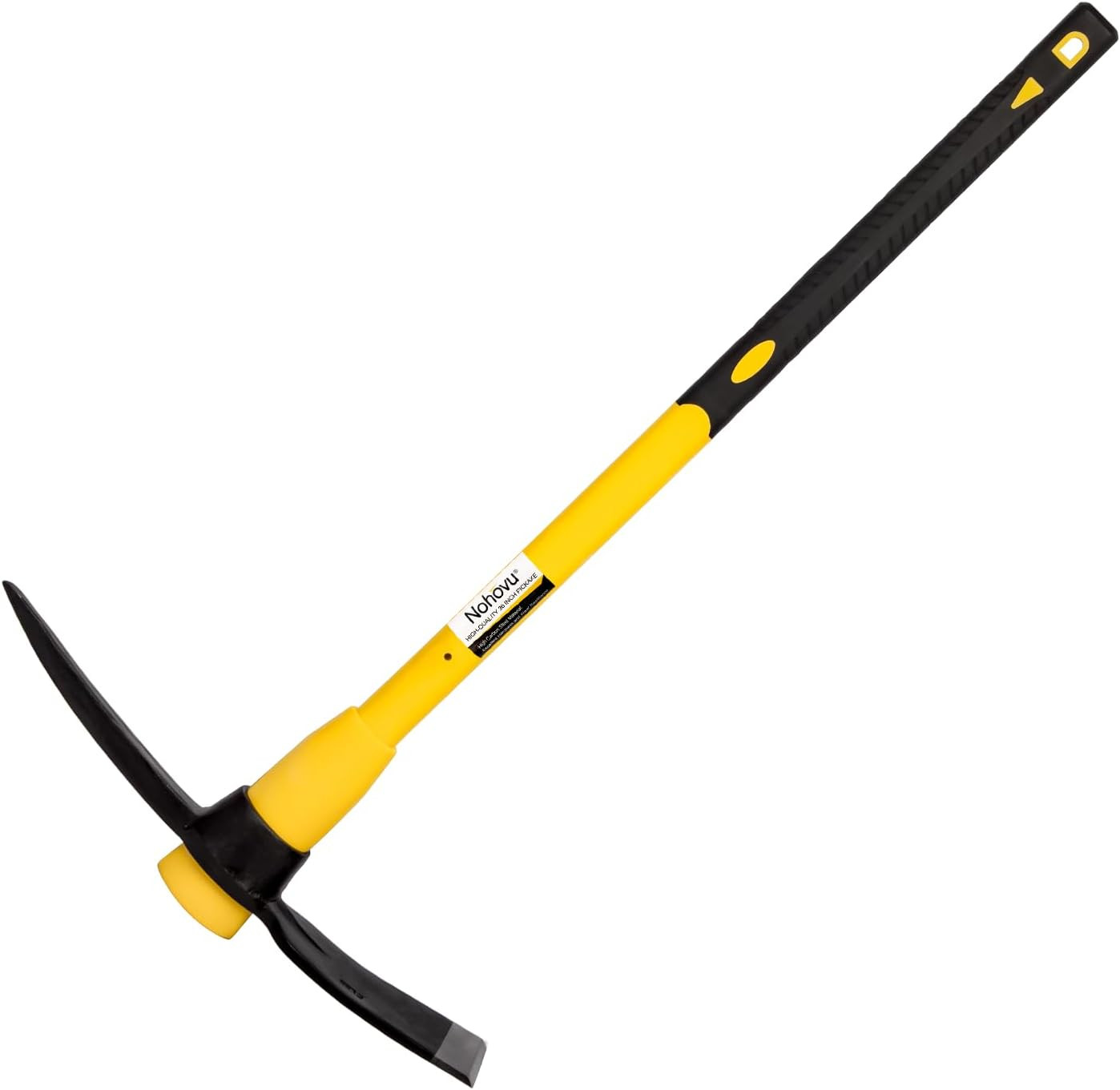 Pickaxe with Shock Absorbing Fiberglass Handle, Heavy Duty Forged Steel Pick Axe