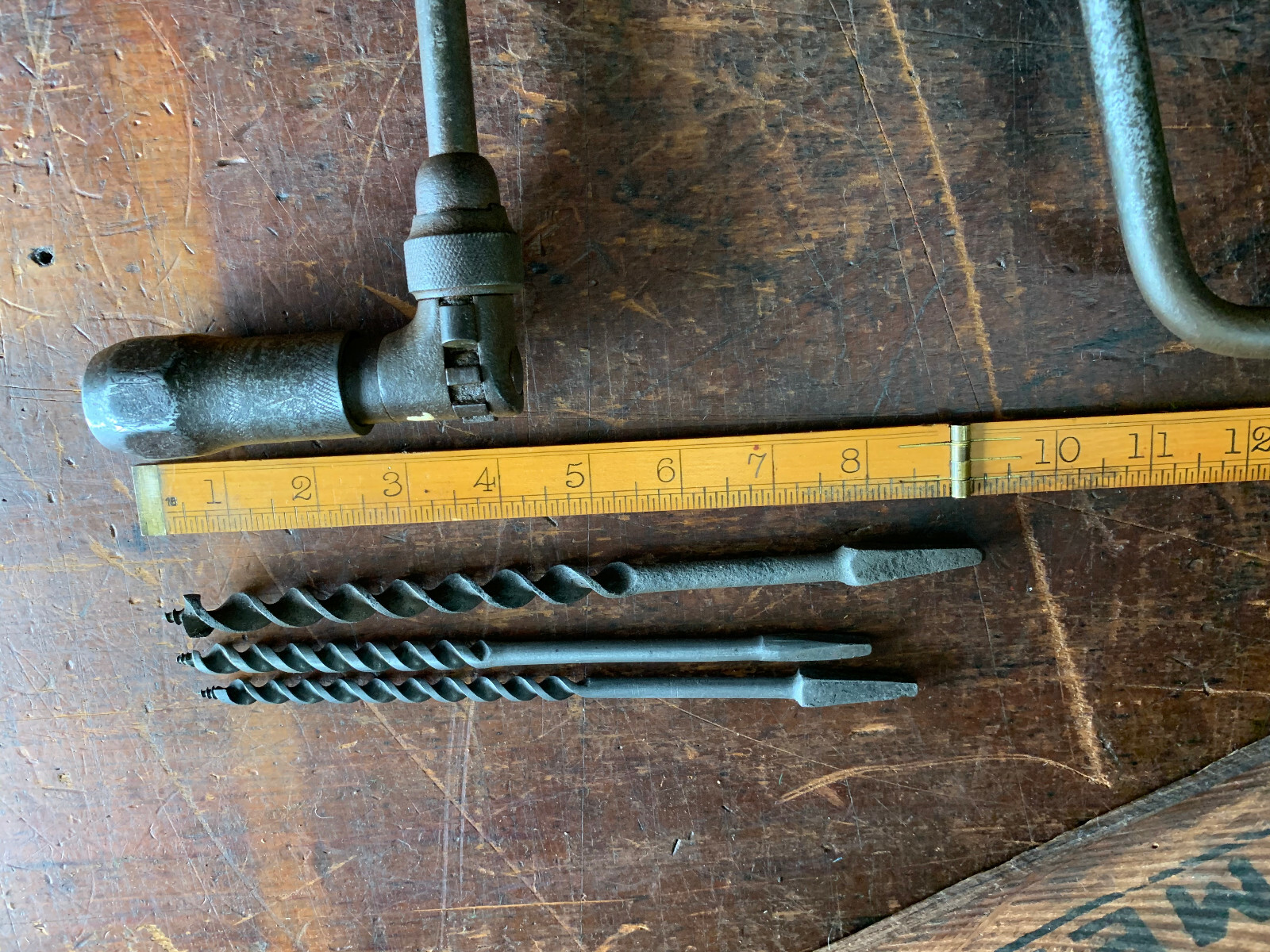 Vintage Brace, John S Fray 10″ Reversible Ratcheting Brace/Drill No 125 USA