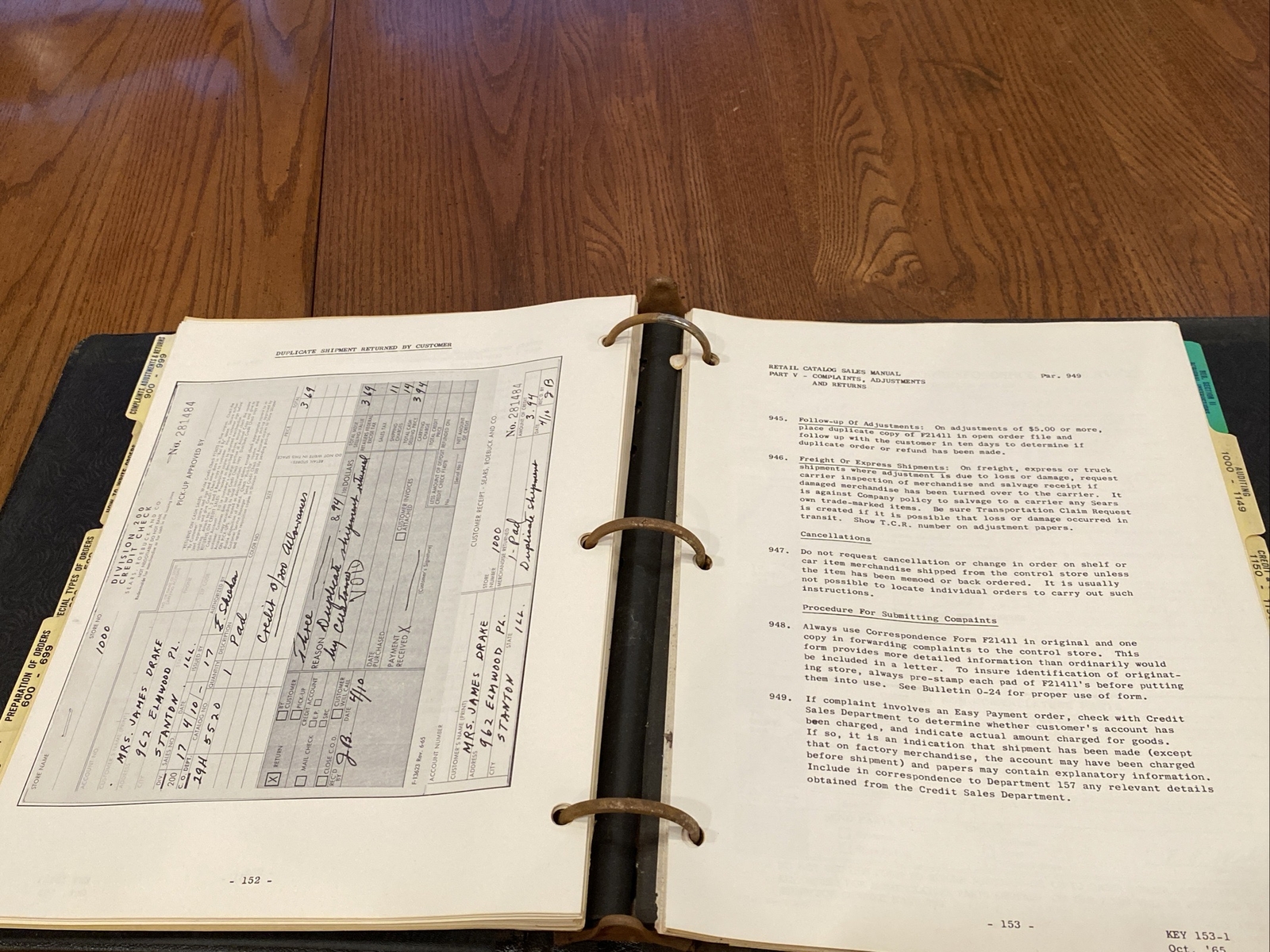 Vtg 1965 Sears Roebuck Retail Catalog Sales Manual Customer Orders Instructions