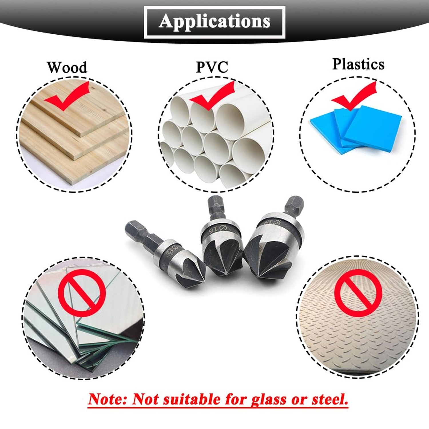 3Pcs Countersink Drill Bits 5 Flute 90 Degree Chamfering Countersink Drill Bi…