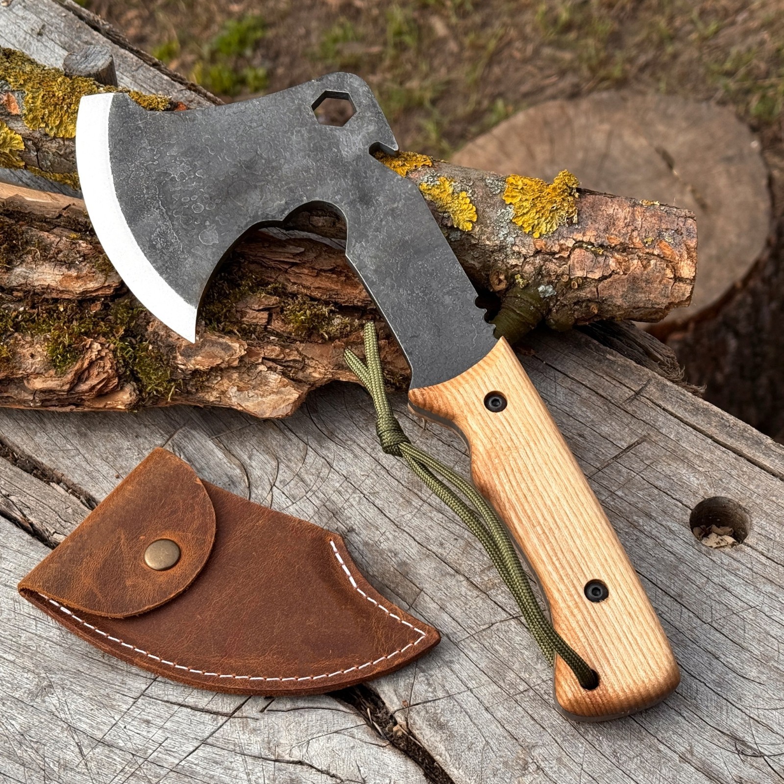 11.5” Small Camping Axe 52100 Carbon Steel Bushcraft Hatchet Splitting Tool