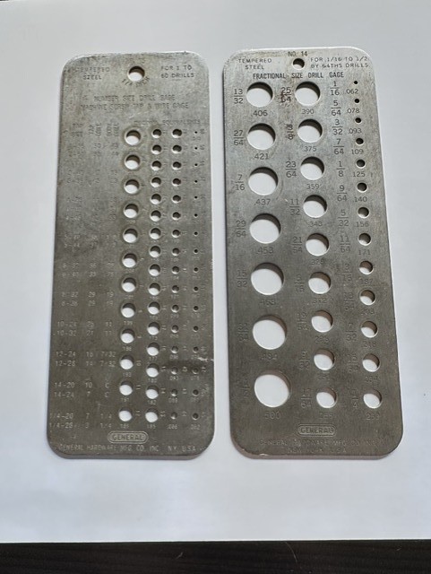 Set of 2 Vintage General Hardware Drill Gauges No. 14 & 15