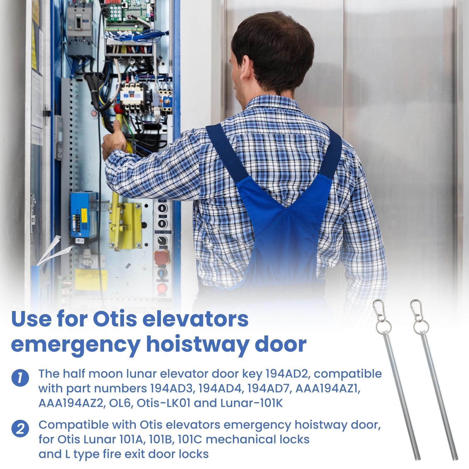 Heavy Duty Half Moon Elevator Door Key 2 Pack – Emergency Unlock Tool, Metal Key