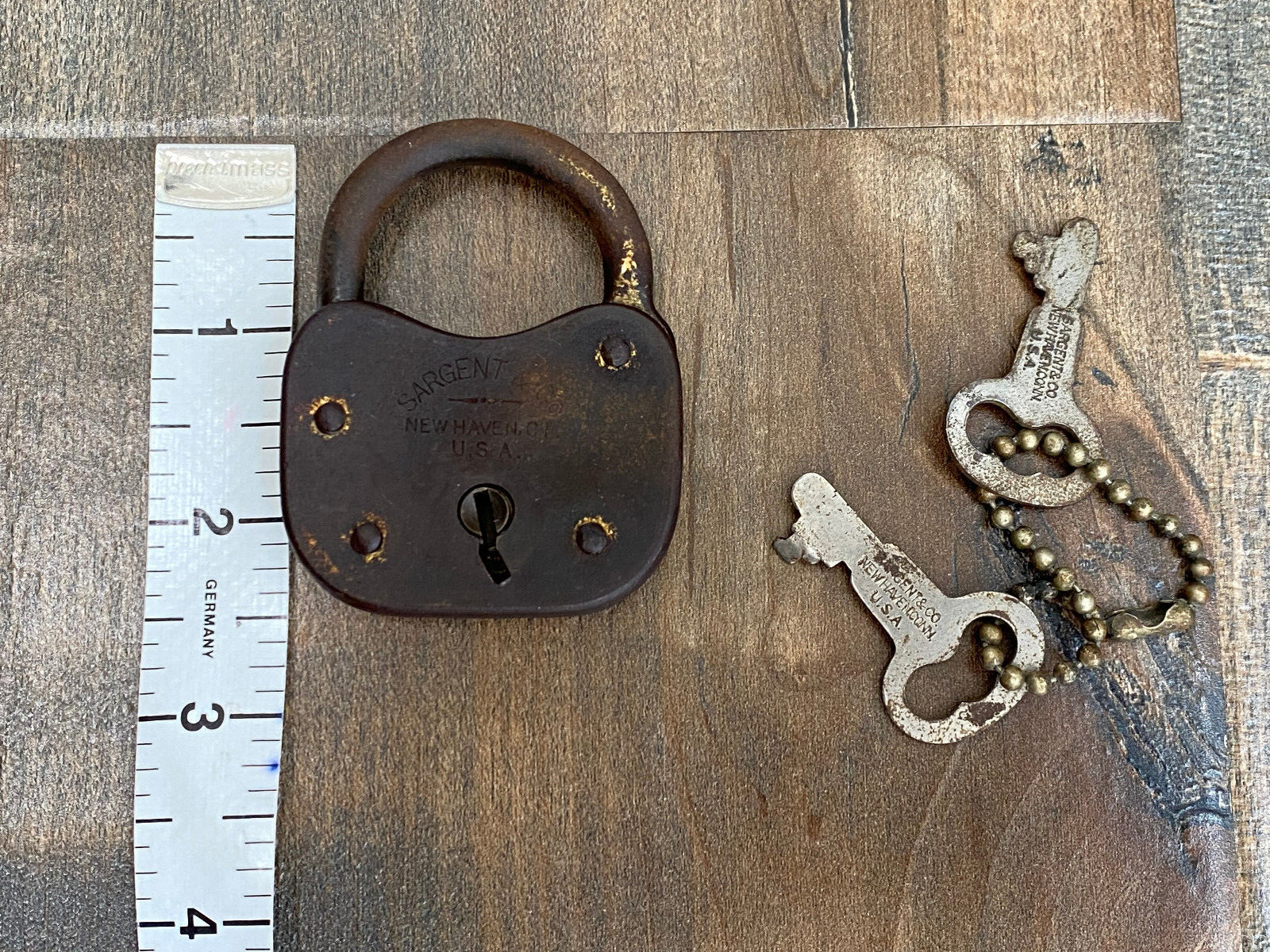 ANTIQUE SARGENT & CO. NEW HAVEN C.T. U.S.A LOCK PADLOCK ORIGINAL KEY OPEN EASILY
