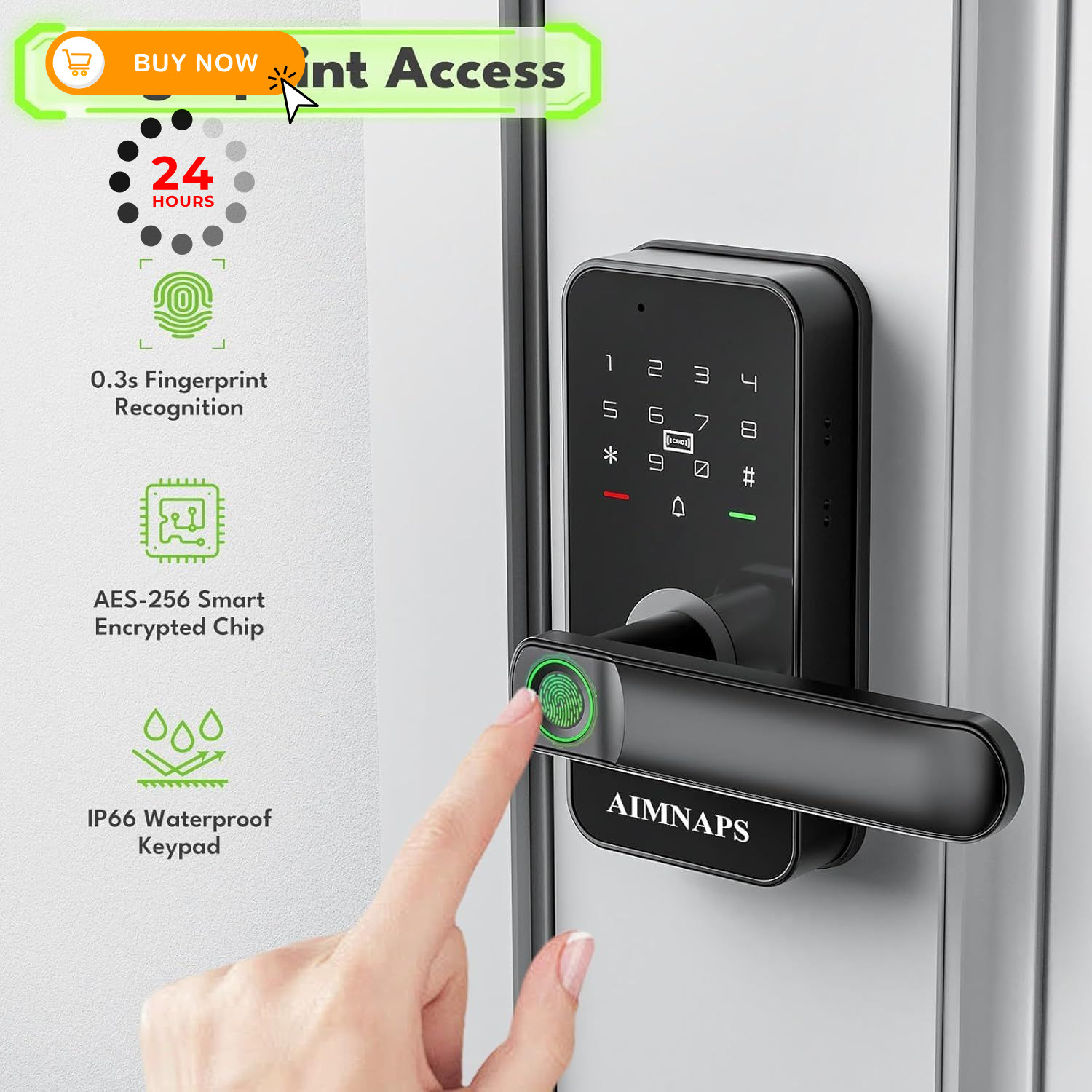 Keyless Entry Door Lock with Handle, door lock without app, Black 02