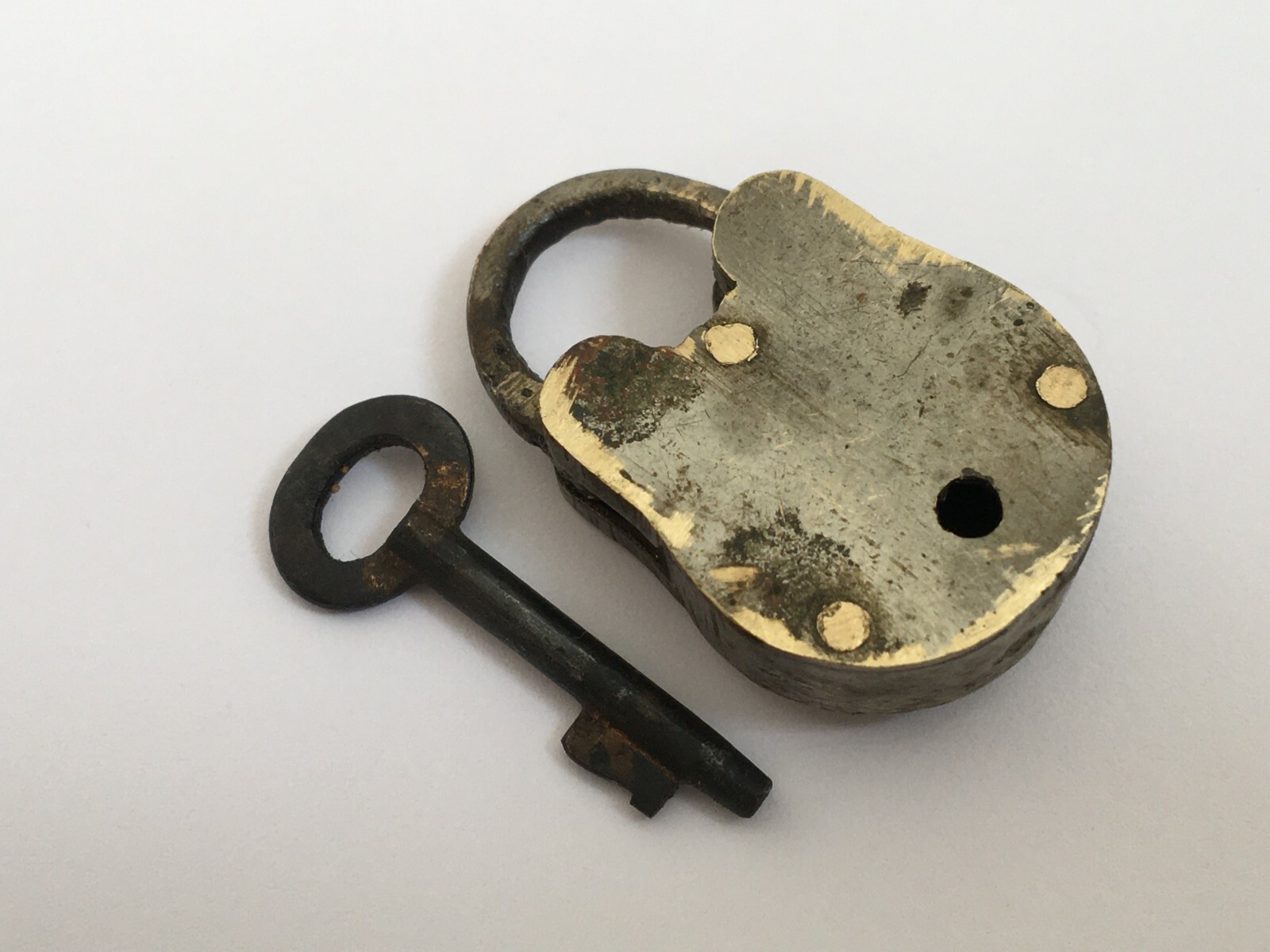 Lock Old Vintage Brass Padlock With Key Rich Patina Trust 555 Collectible Small
