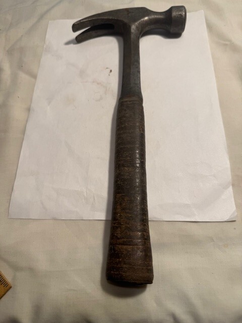 Vintage ESTWING 16 oz. Straight Claw Hammer with Stacked Leather Handle