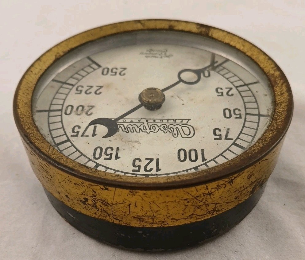Antique/Vintage 1920s Brass Jas P Marsh Absopure Frigerator Gauge-Steampunk-RARE