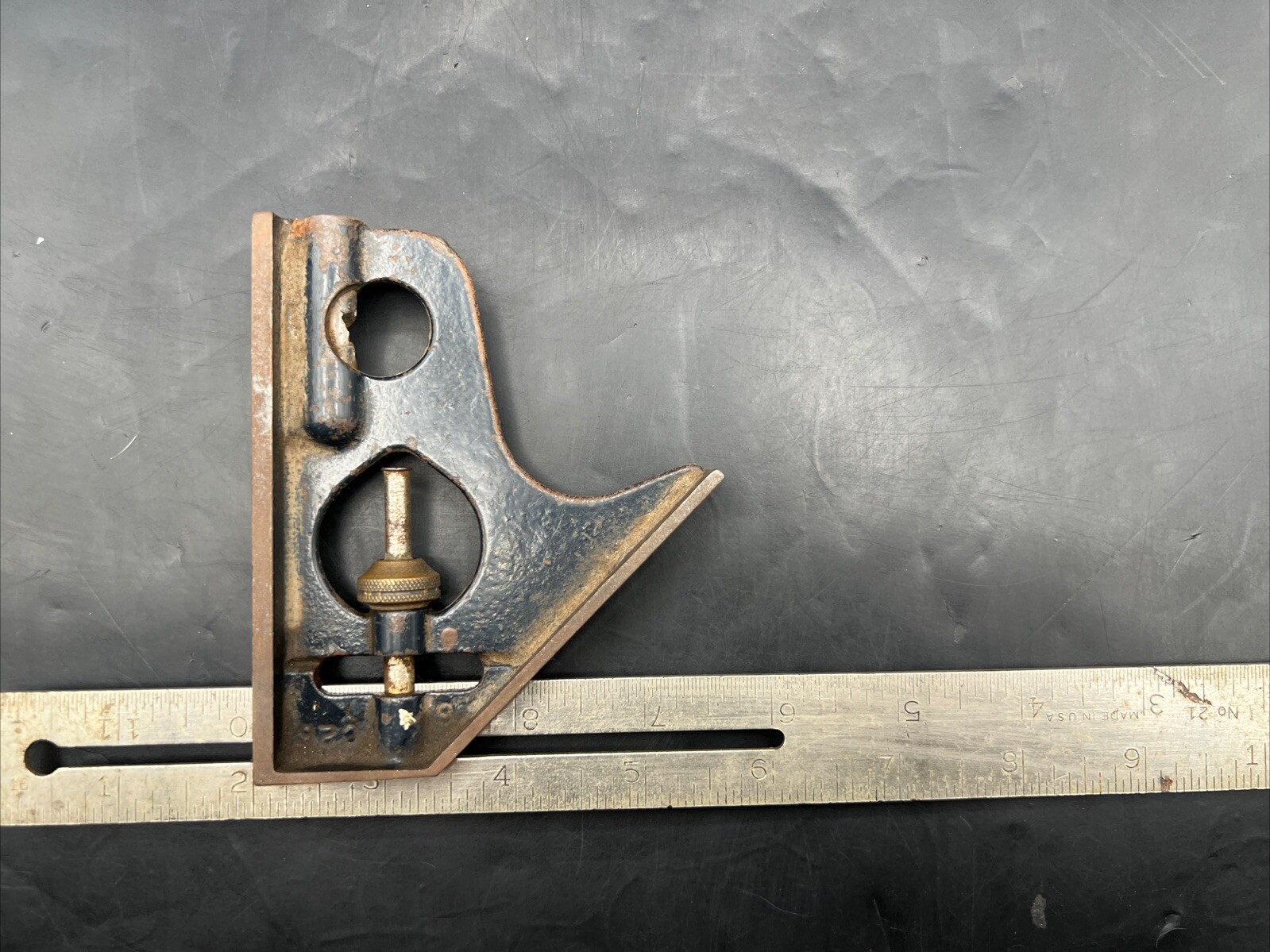 Vtg STANLEY No. 21 12-Inch Combination Square w/ Broken Level Made in U.S.A Part