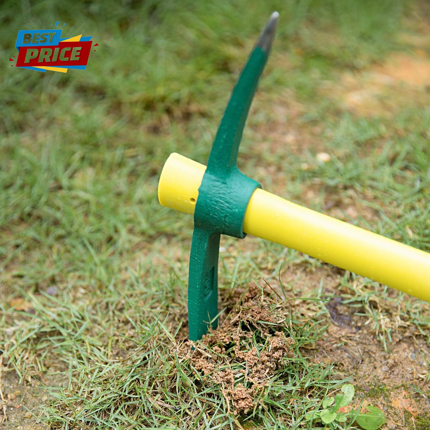 15 Inch Pick Mattock Hoe, 1.4Lbs Forged Weeding Garden Pick Axe Pickaxe with Fib