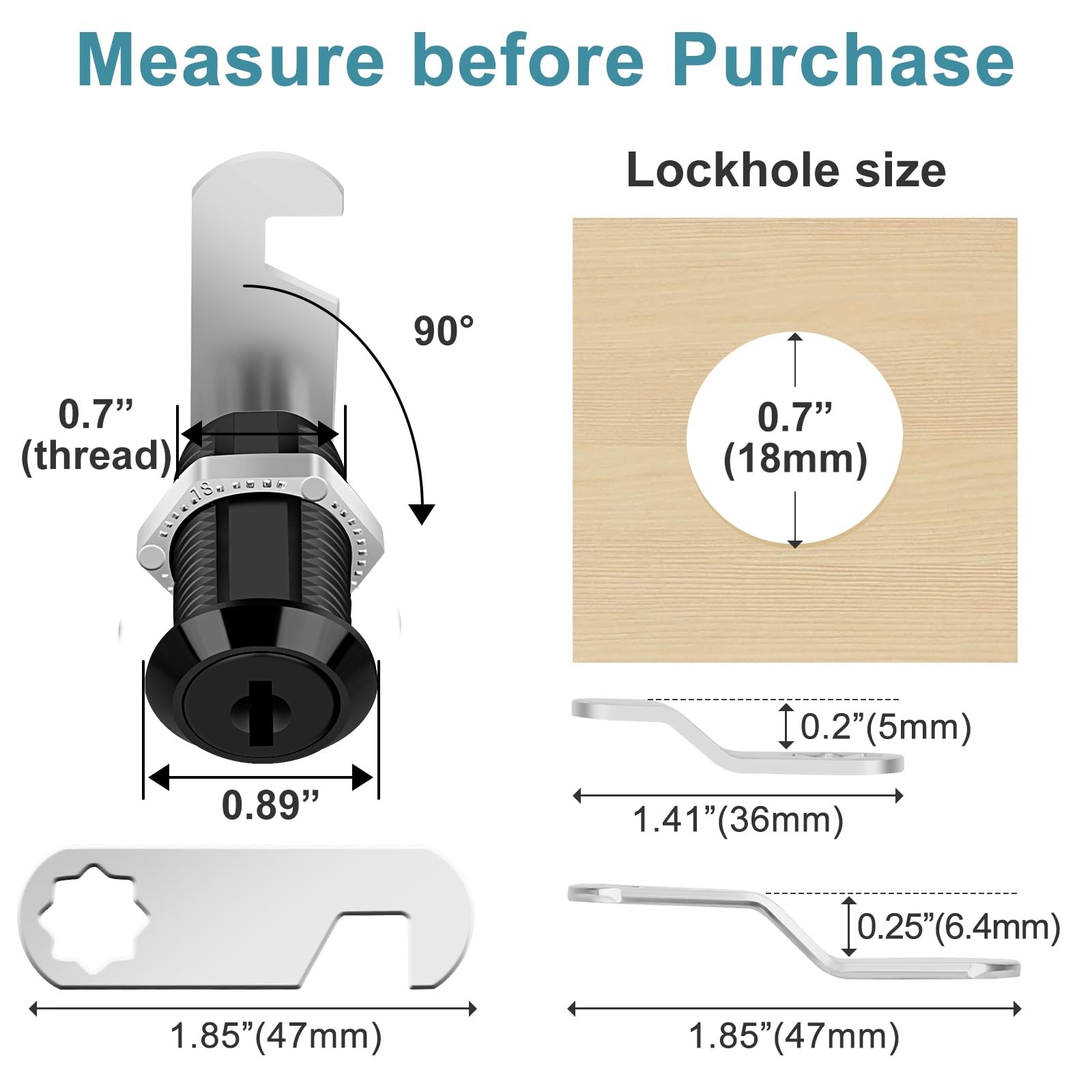 Pertinel 1-1/8″ Cabinet Cam Lock with Keys 5PCS Black 1-1/8 Inch 5Pcs,