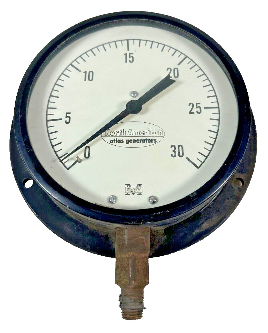 Antique 6 1/4″ Steam Pressure Gauge North American Atlas Generator 30LB