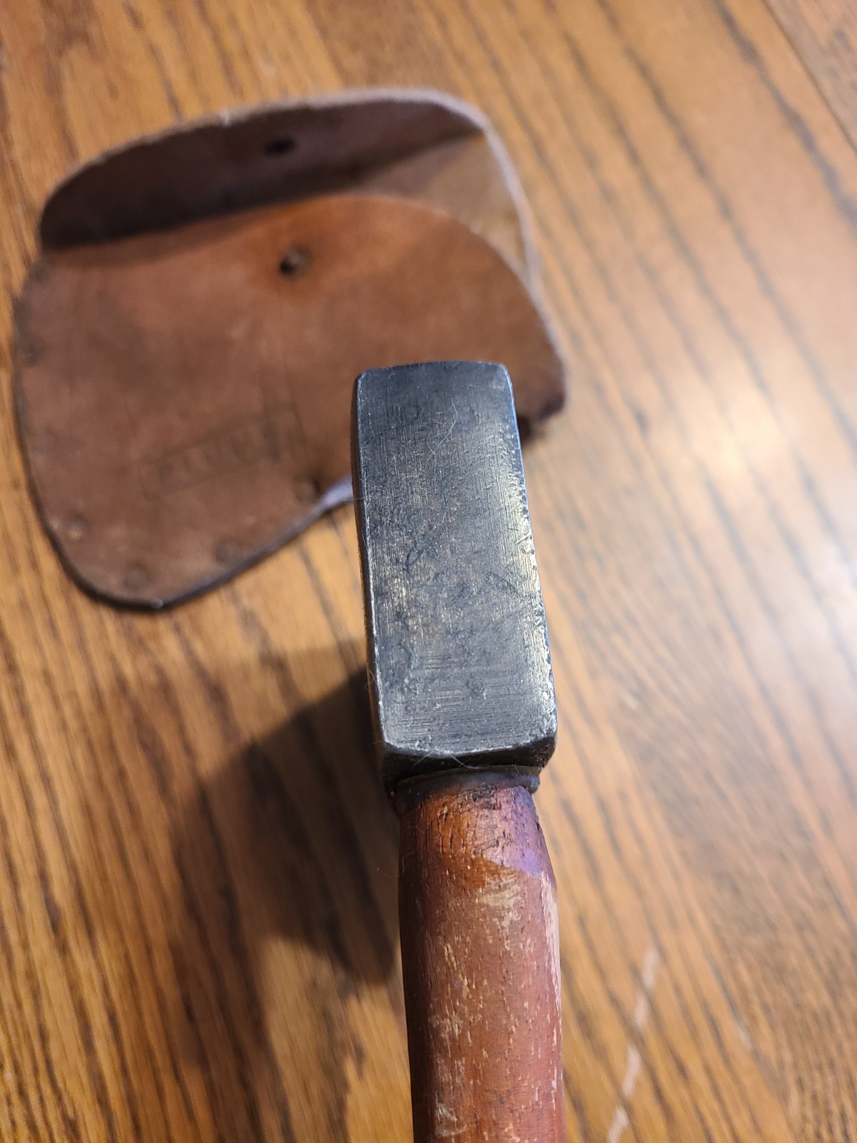 Vintage PLUMB Sport Axe. 1 Pound Head. Red Handle. Leather Belt Sheath. R2