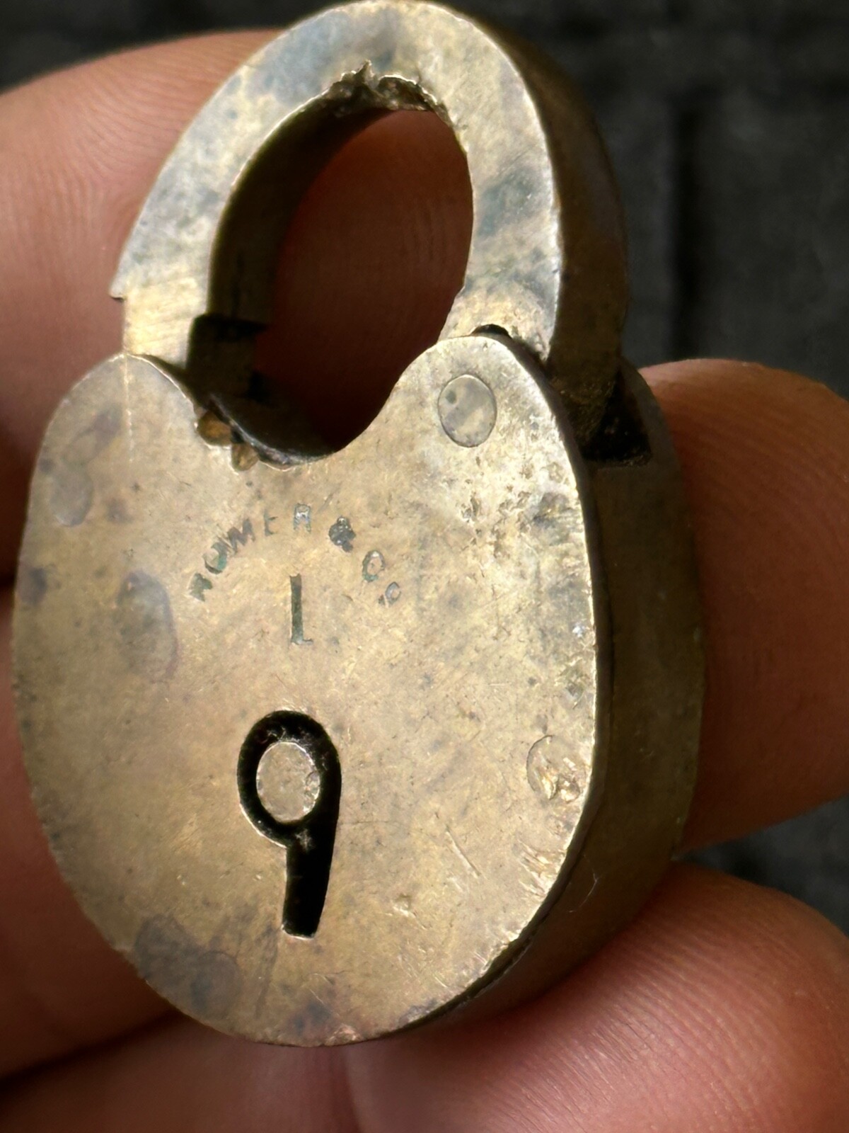 RARE Antique Vintage ROMER & Co No. 1 Solid Brass 2″ Padlock Locket NO KEY