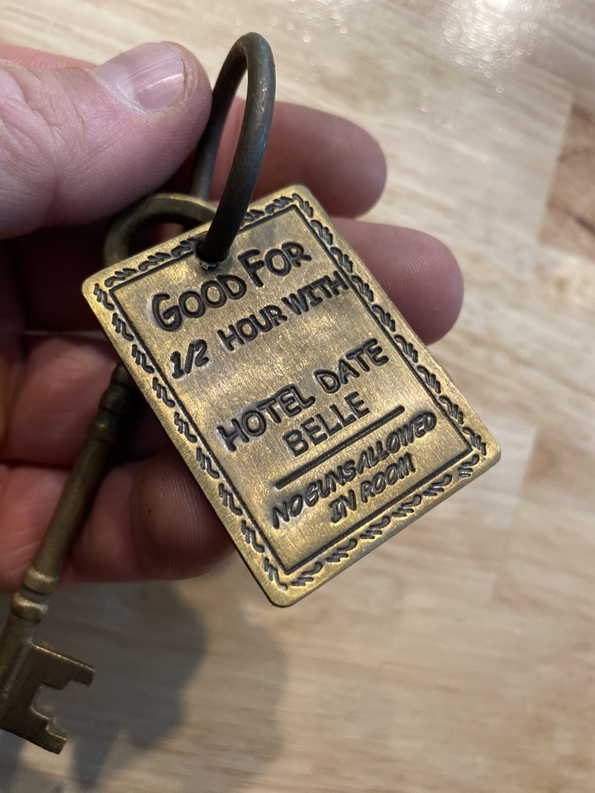 Hotel Motel Room Key Tag Skeleton Brothel Brass Patina Collector SET x5 Western