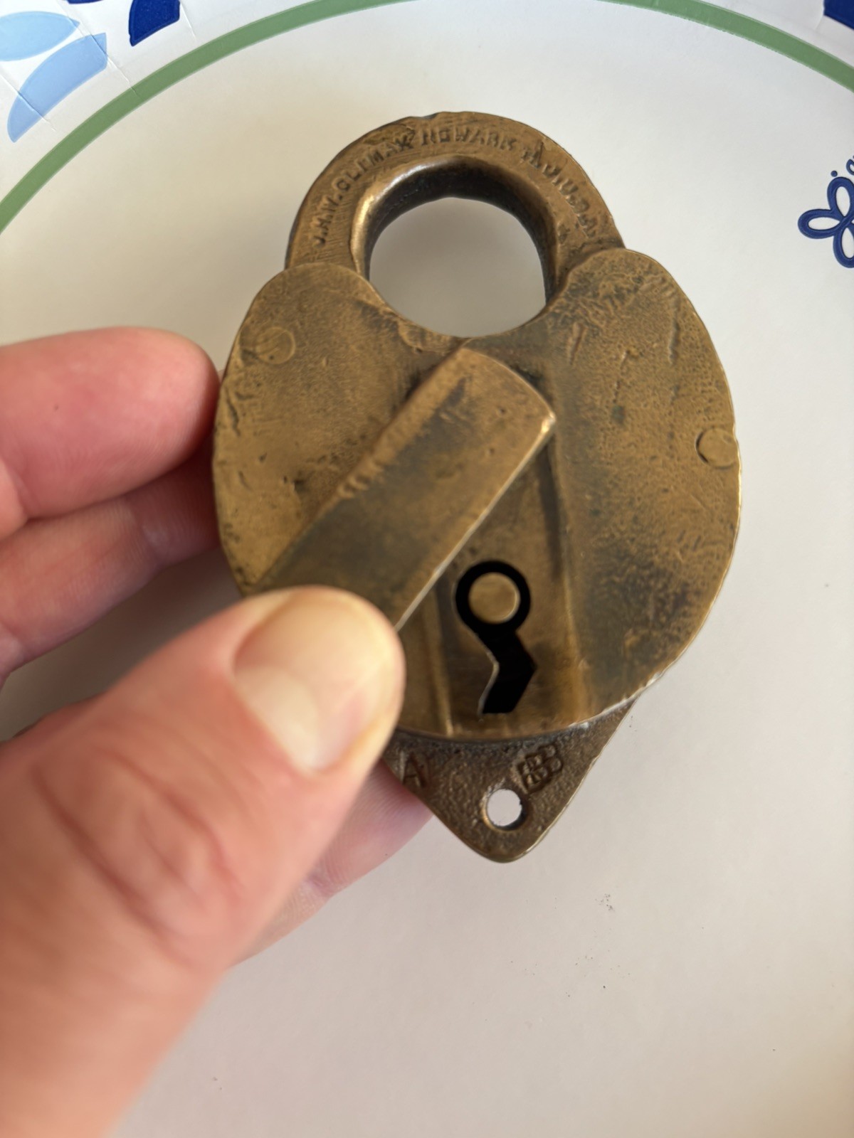 Vintage Padlock Brass JHW Climax Co Newark NJ No Key