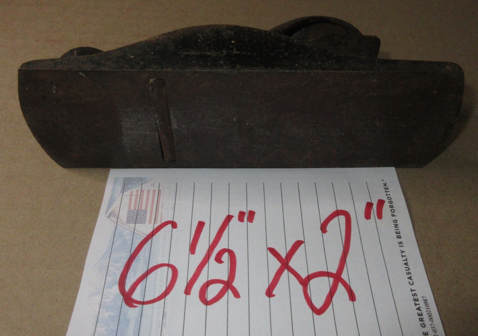 Vintage USA Wood Block Plane Woodworking Tool Smooth Bottom 6 1/2″ X 2″ Wedge