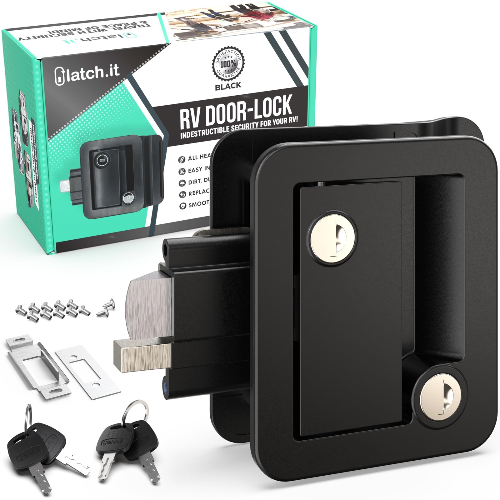 LATCH.IT Black RV Door Latch | RV Door Locks for Travel Trailers | Travel Traile