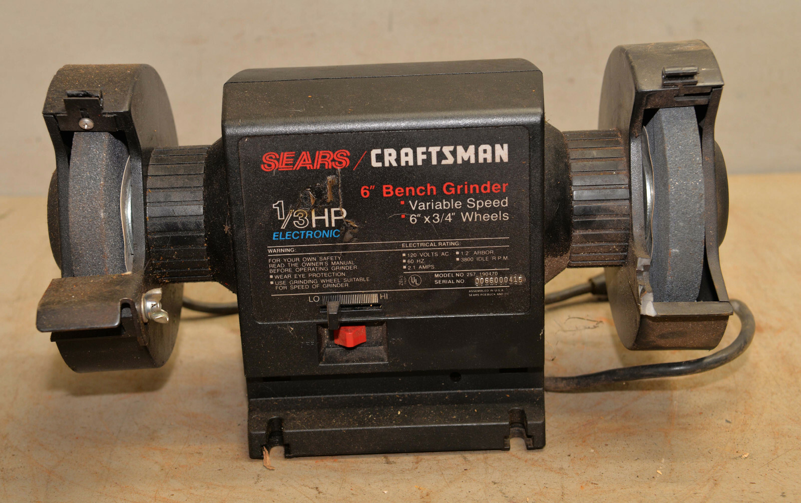 Craftsman 6″ variable speed bench grinder jeweler knife maker vintage tool
