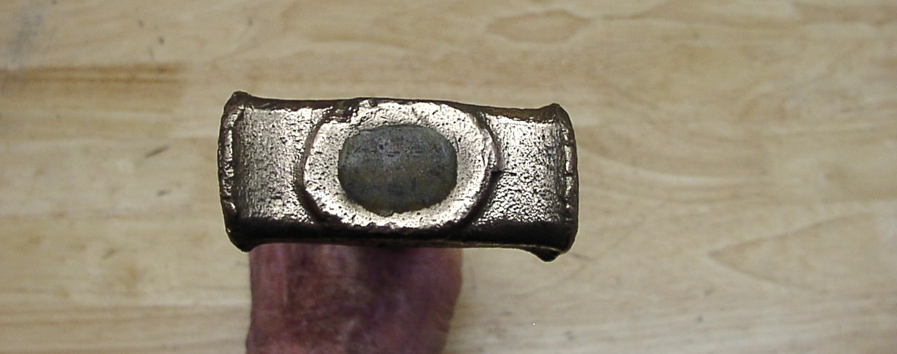 Vintage Lixie E Brass Head Hammer,2lbs. 0.3 oz,3-3/16″ Head,W/Splayed Faces,VGC