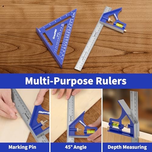 Square Combination Woodworking Tools, 7inch Carpenter With Carpentry Pencil