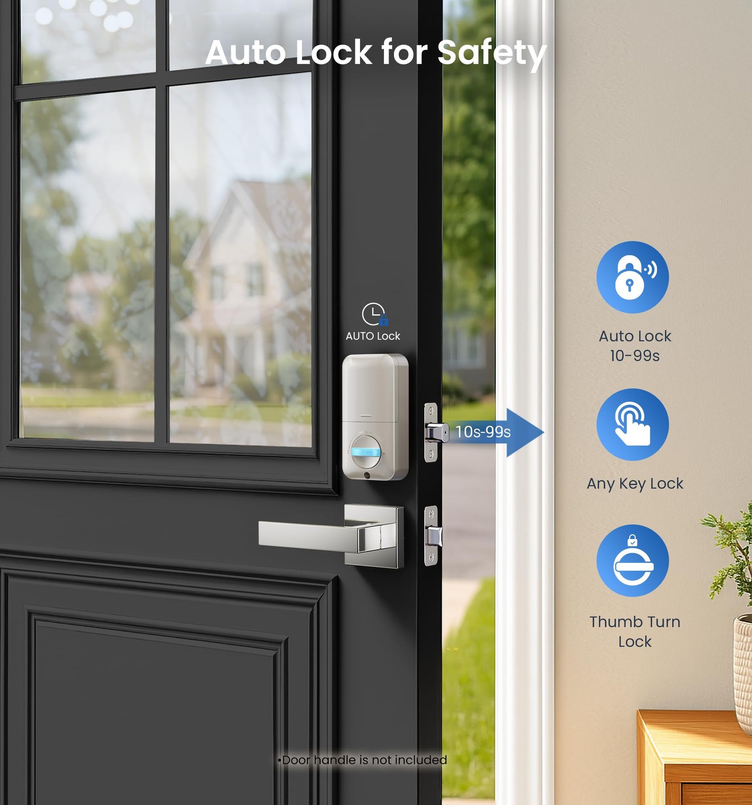 Veise KS02A Fingerprint Keyless Entry Door Lock, Auto Satin Nickel