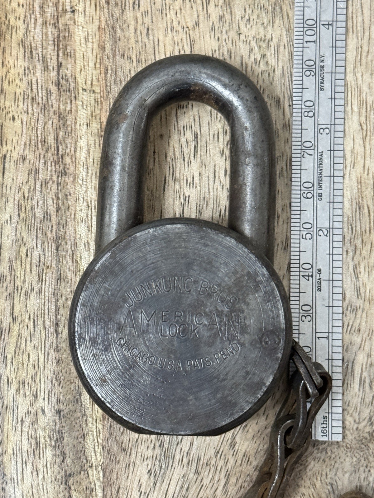 Vintage Old American Junkunc Bros Padlock Lock No Key