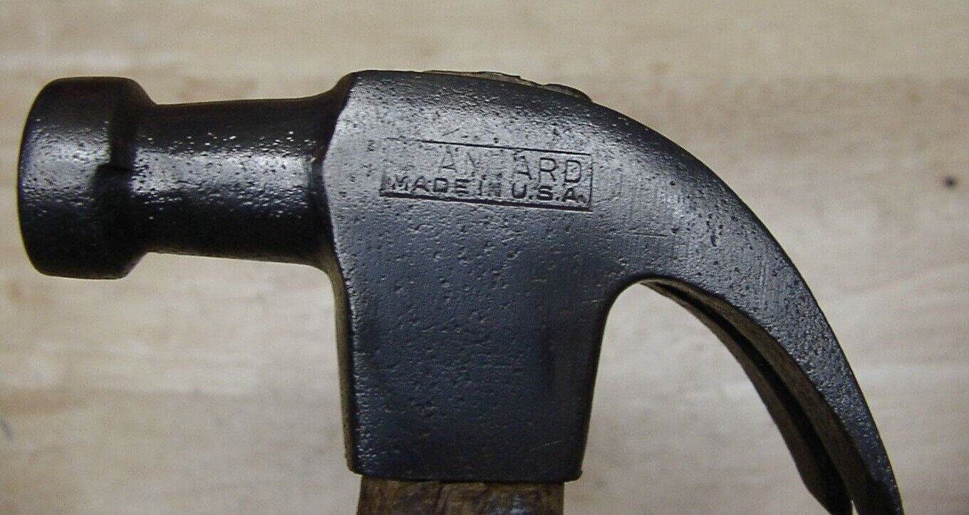 Vinatge Standard USA Curved Claw Hammer,1lb.7.2oz,4-3/4″ Head,Orig Handle,VGC