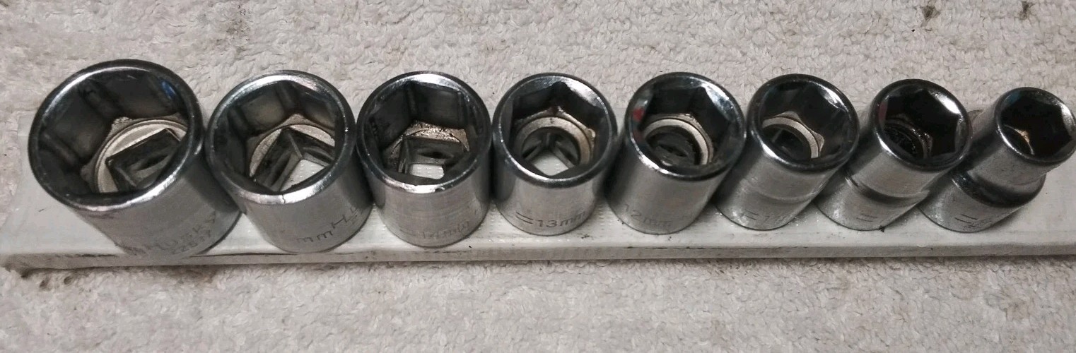 19pc. HUSKY 1/4″ & 3/8″ DRIVE 6PT SHALLOW METRIC SOCKET SET &ADAPTER USA 🇺🇸