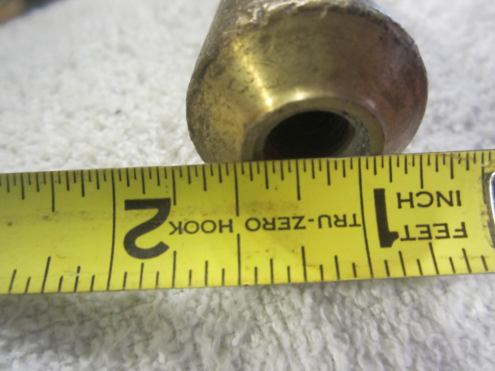 6.5 oz,PLUMB BOB BRASS w/ STEEL TIP VTG UNMARKED tool,missing top,repair