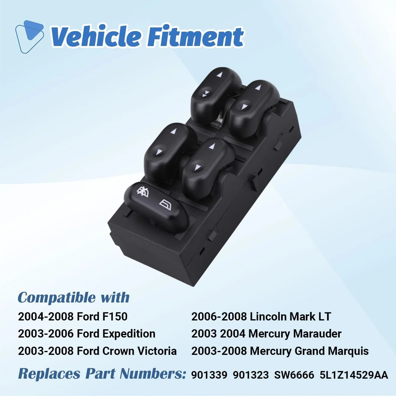 Power Window Control Switch Master Door Button Compatible with 2003-2008 Ford Cr