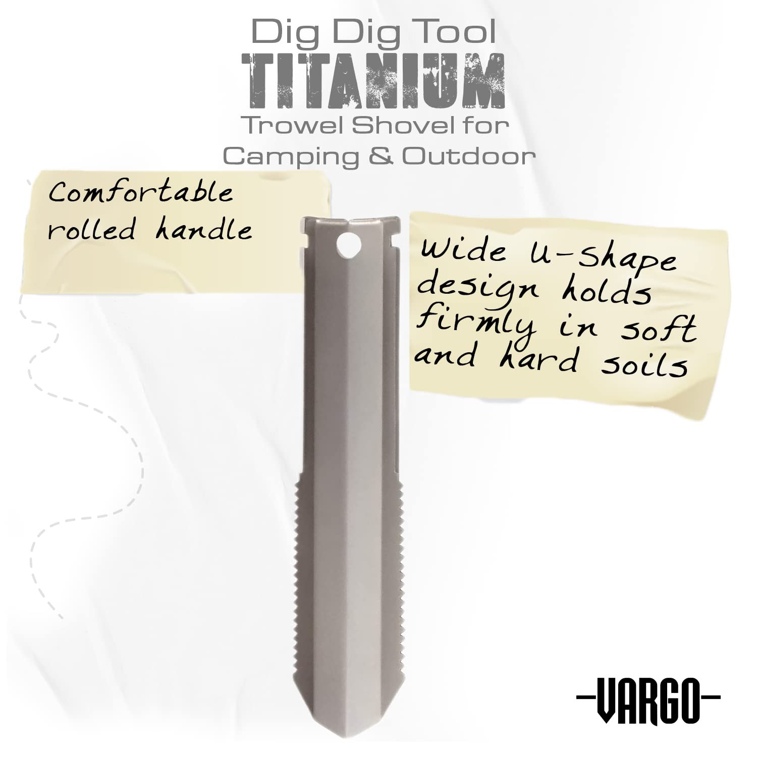Compact Titanium Trowel Shovel for Camping, Hiking, and Outdoor Adventures