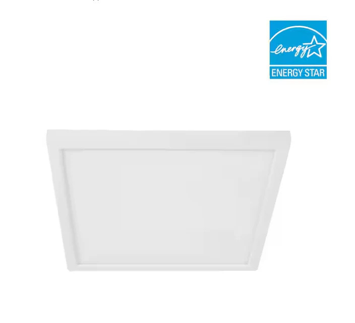 10.5-Watt Integrated LED Flush Mount 7.5 in. White Square Dimmable