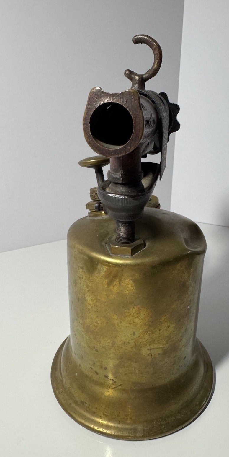 Vintage TURNER Brass Works Blow Torch #39AA Wood Handle USA Untested