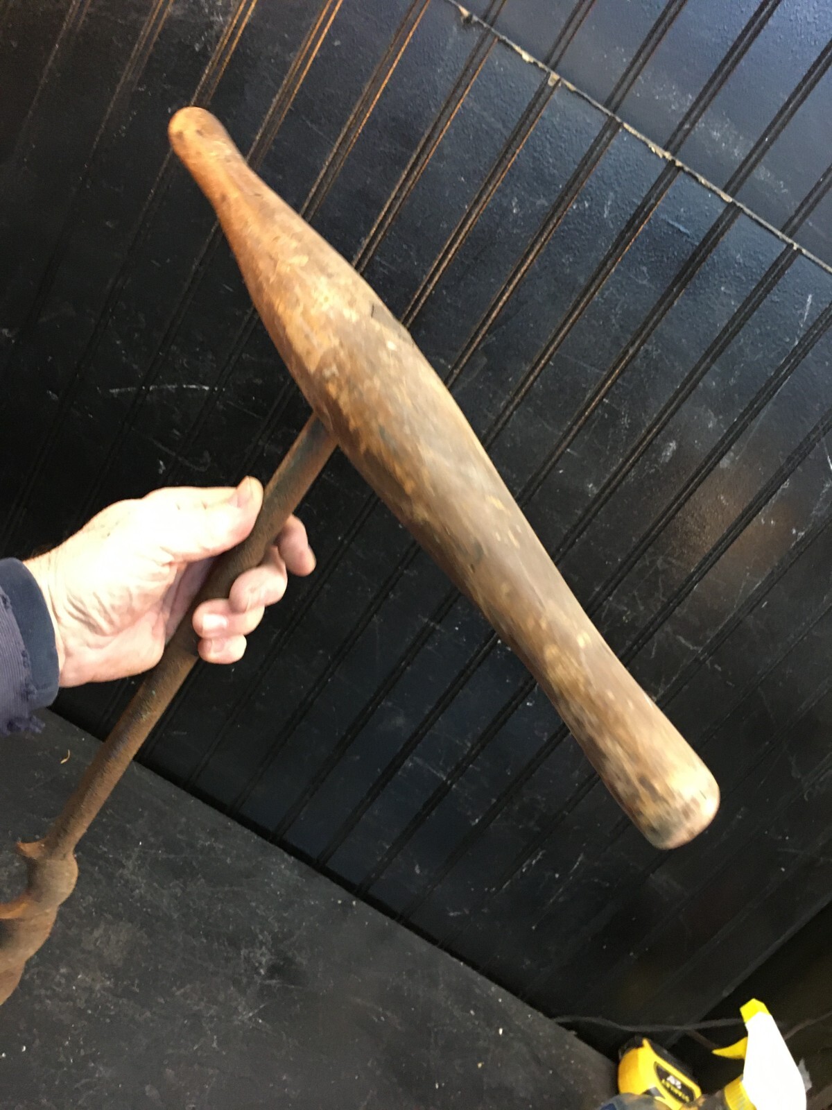 Antique T-Handle Wood Auger Hand Drill From The 1800s LG 2IN 18IN DEEP SET