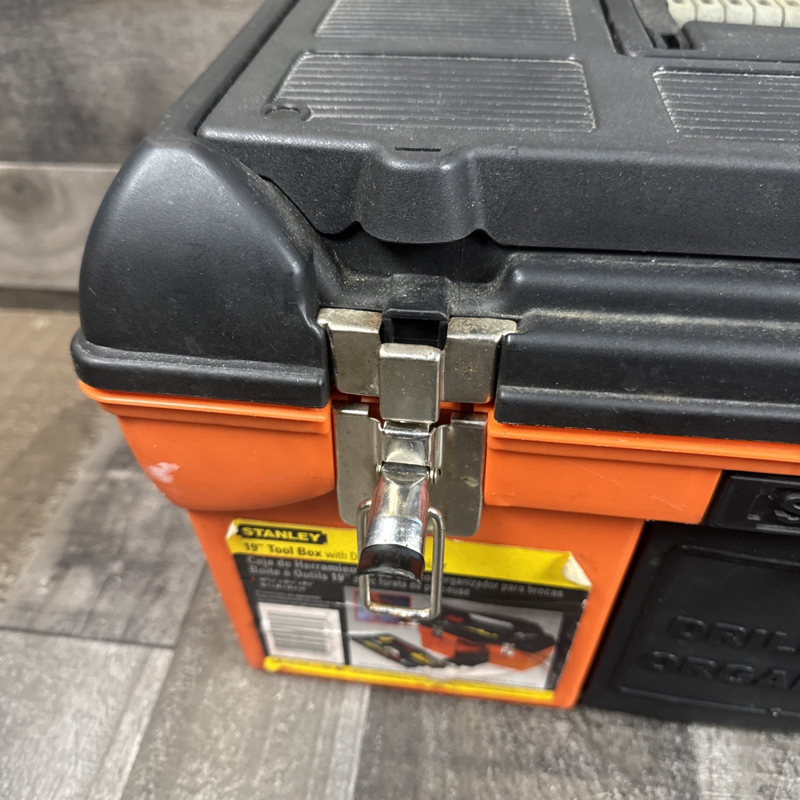 Vintage Orange Stanley 19 Inch Tool Box With Organizer Excellent Condition