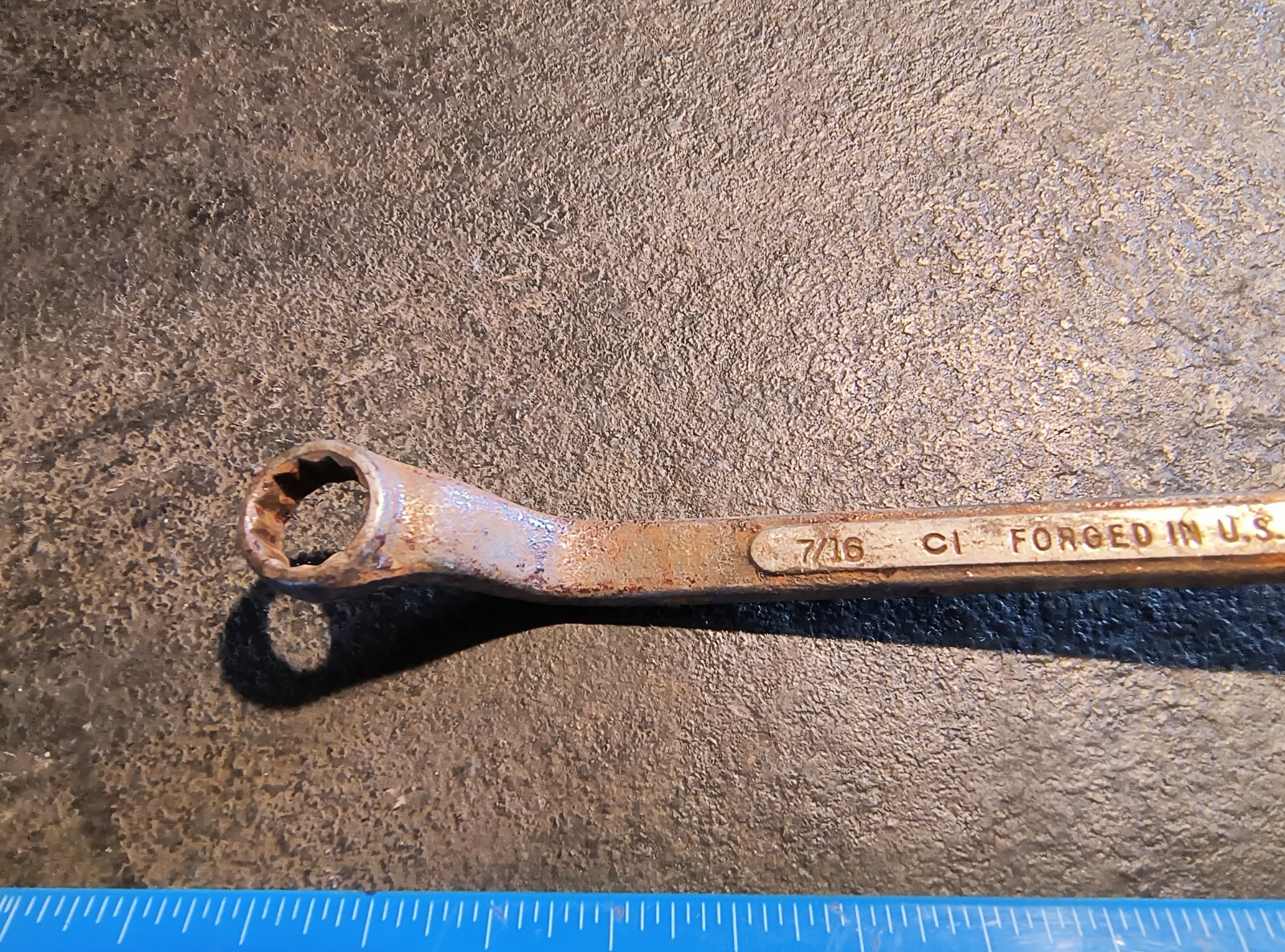 CRAFTSMAN Vintage Underline C Offset Double Box End Wrench, 7/16 • 3/8, U.S.A.