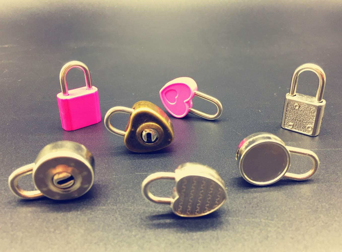 Mix Color Style Mini Heart Luggage Locks Padlocks Archaize Lock with Keys Pack o