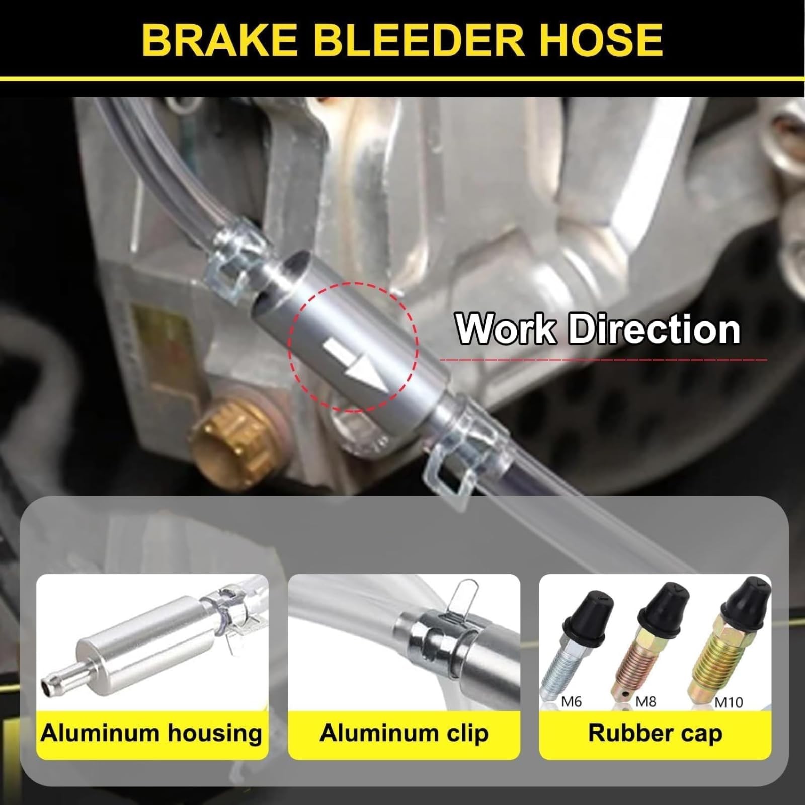 Brake Bleeder Hose Kit One Way Valve 4PCS Auto Motorcycle Clutch Fluid Tool