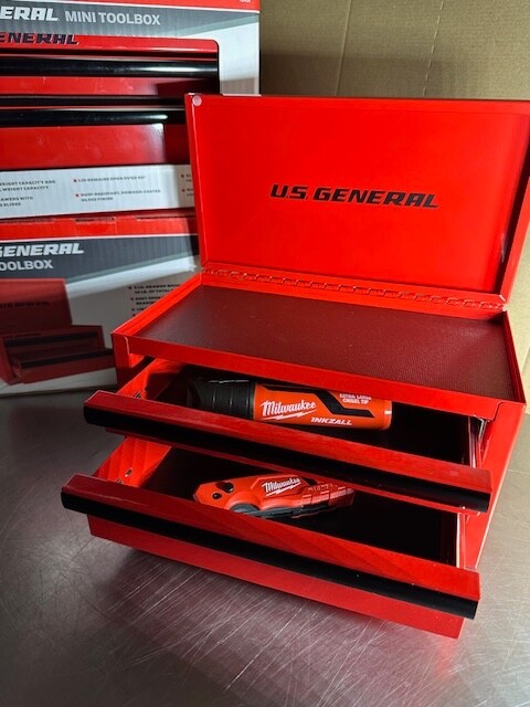 *NEW* U.S. GENERAL Mini Steel Toolbox, Red,*BRAND NEW IN THE BOX*