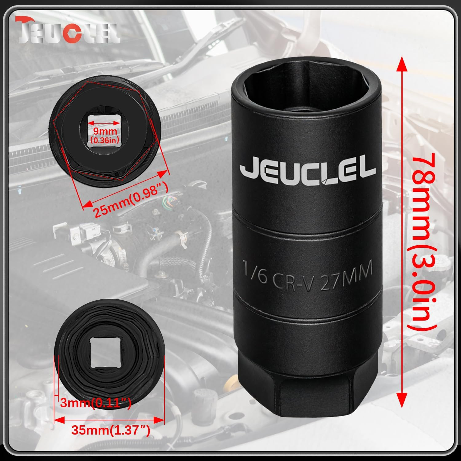 Oil Pressure Sensor Switch Socket, Special Size 1-1/16 Inch, 3/8″ Drive