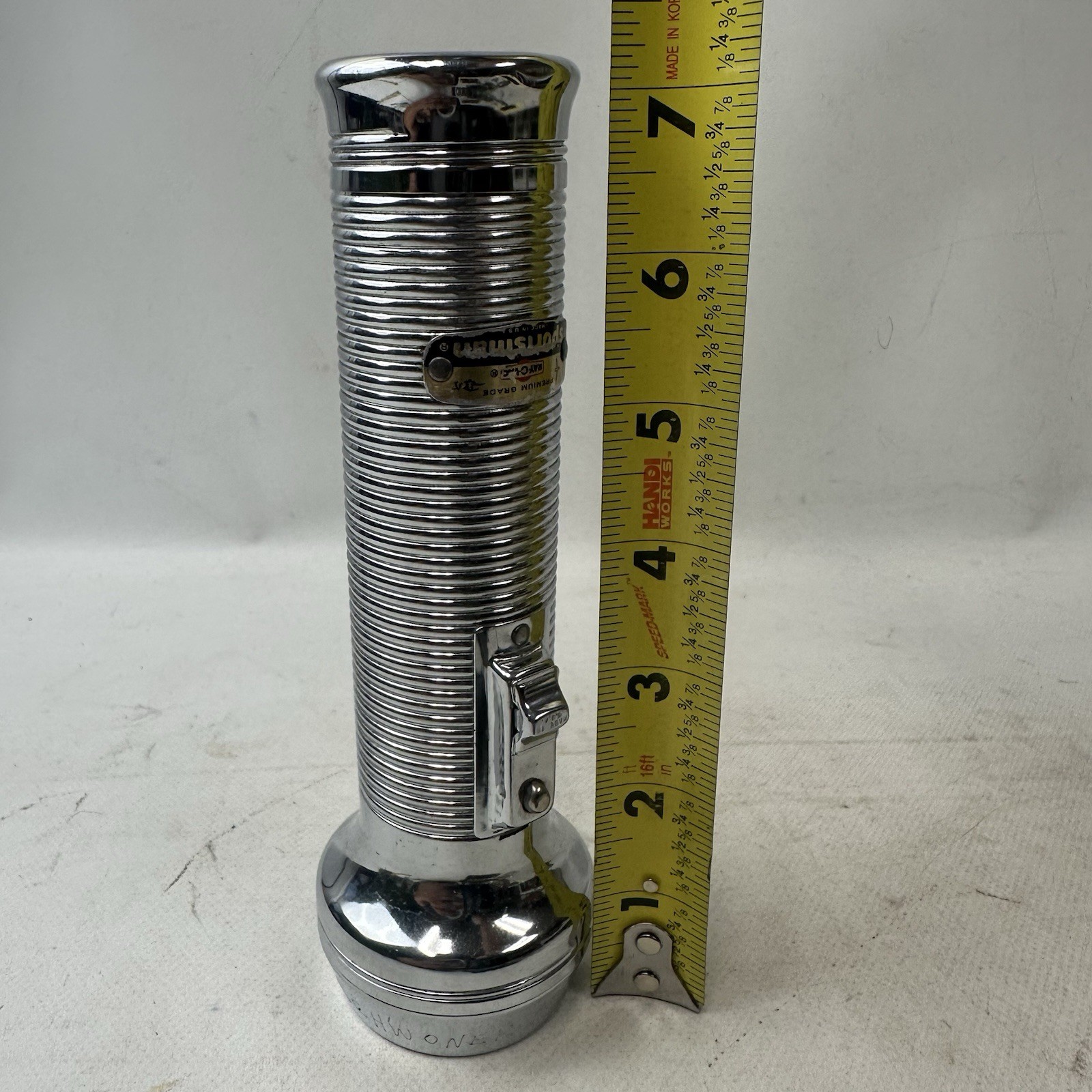 Ray O Vac Sportsman Flashlight 7” Chrome 2 D Cell Batteries Not Included Works