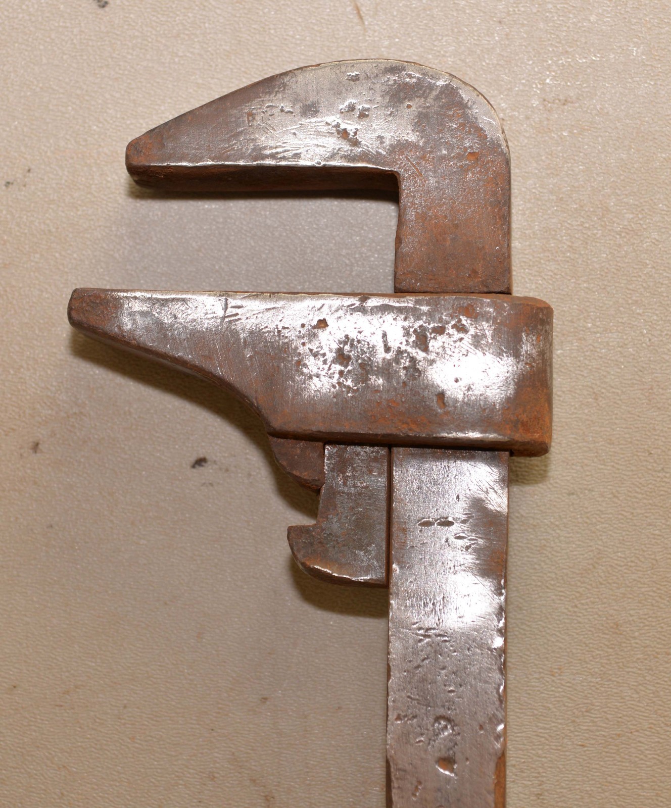 Huge 20″ blacksmith forged antique slip wrench rail road collectible early tool