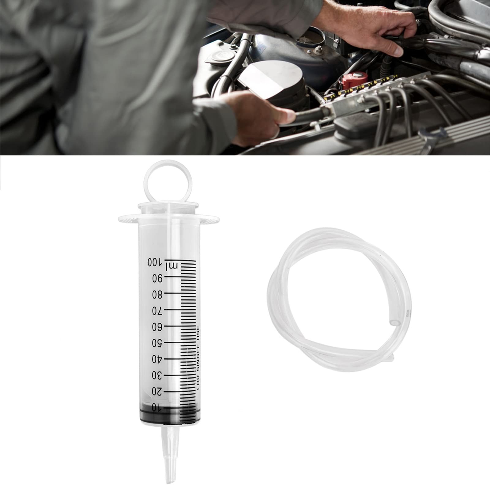 Brake Bleed Kit, Hydraulic Disc Clutches Bleeding Kit 100ML Syringe 50cm Hose Oi